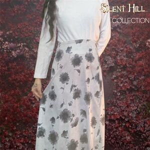 Vintage 1990s Gothic Street Code Sliver Floral Maxi Skirt